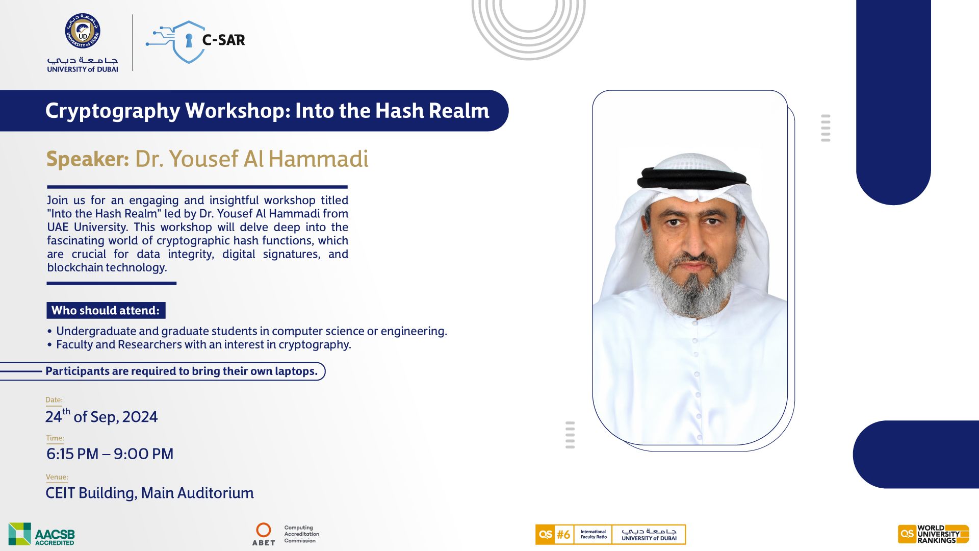 C-SAR Hosts Dr. Yousef Al Hammadi for Insightful Cryptography Workshop