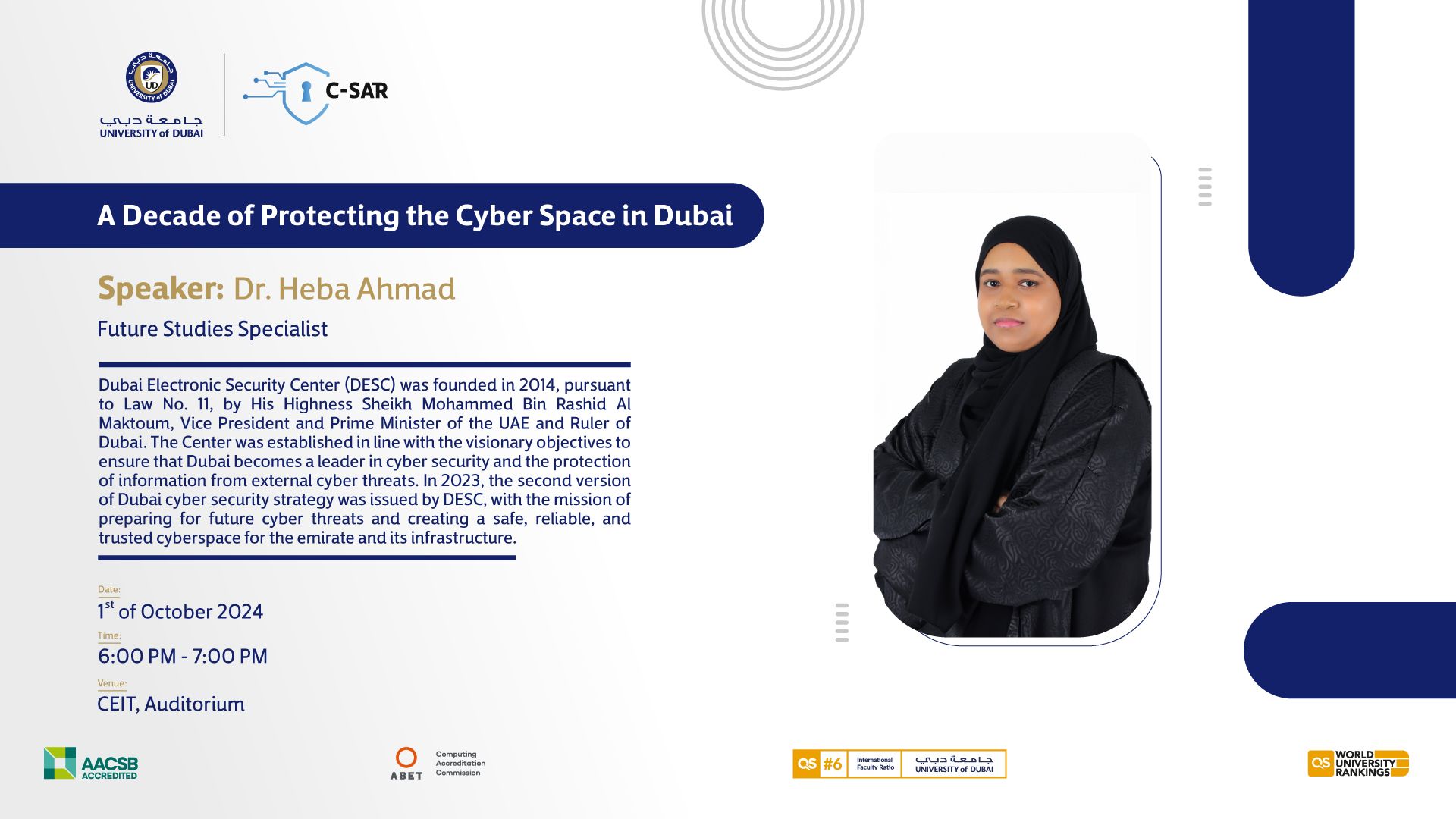 C-SAR Hosts Dr. Heba Ahmed for Insightful Talk on Cybersecurity