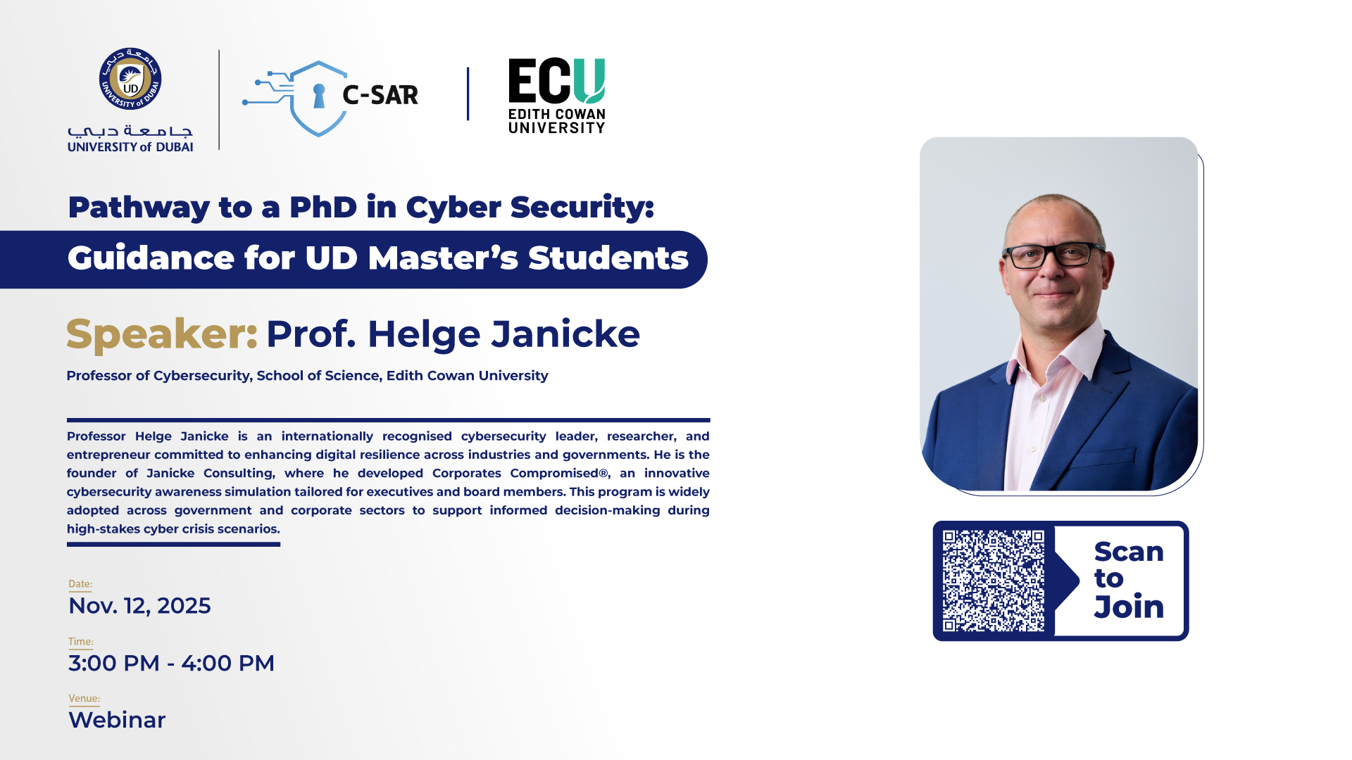 C-SAR Hosts Webinar: Pathway to a PhD in Cyber Security